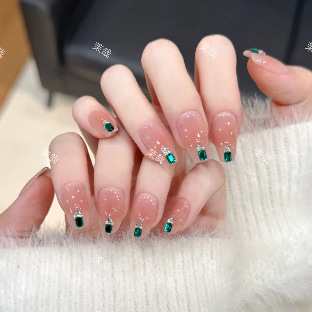 茉哉III现货【小房子】纯手工定制美甲拆卸穿戴甲A4394