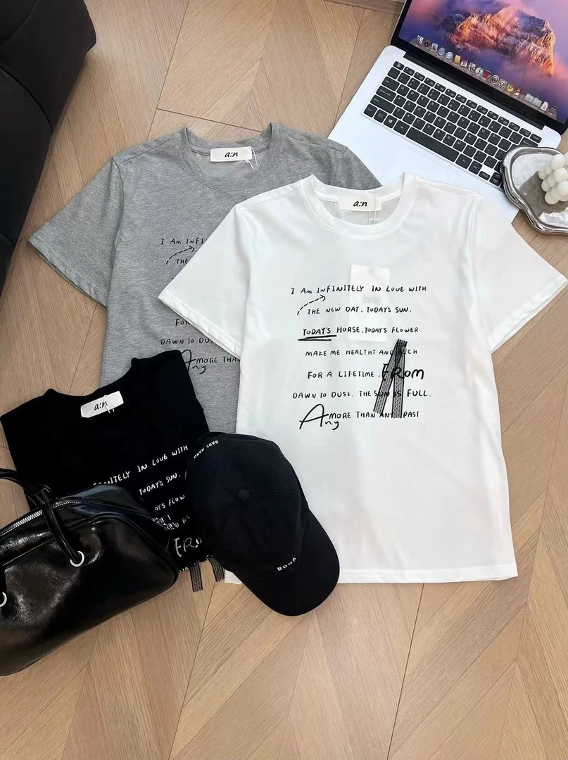 夏季新款简约字母印花短袖（6022）
