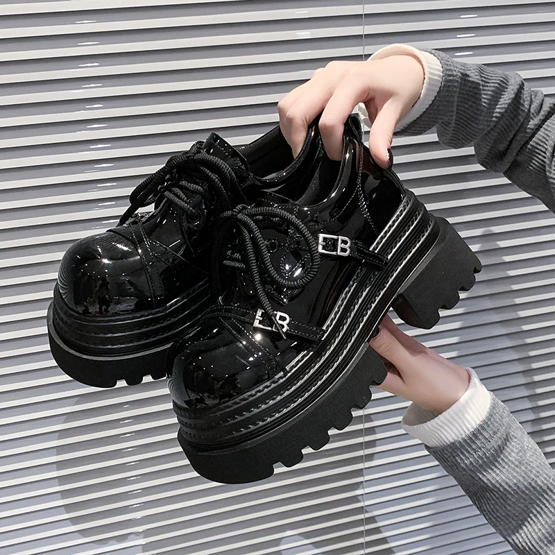 厚底小皮鞋女2025新款春季百搭英伦风小个子增高乐福鞋jk高跟单鞋