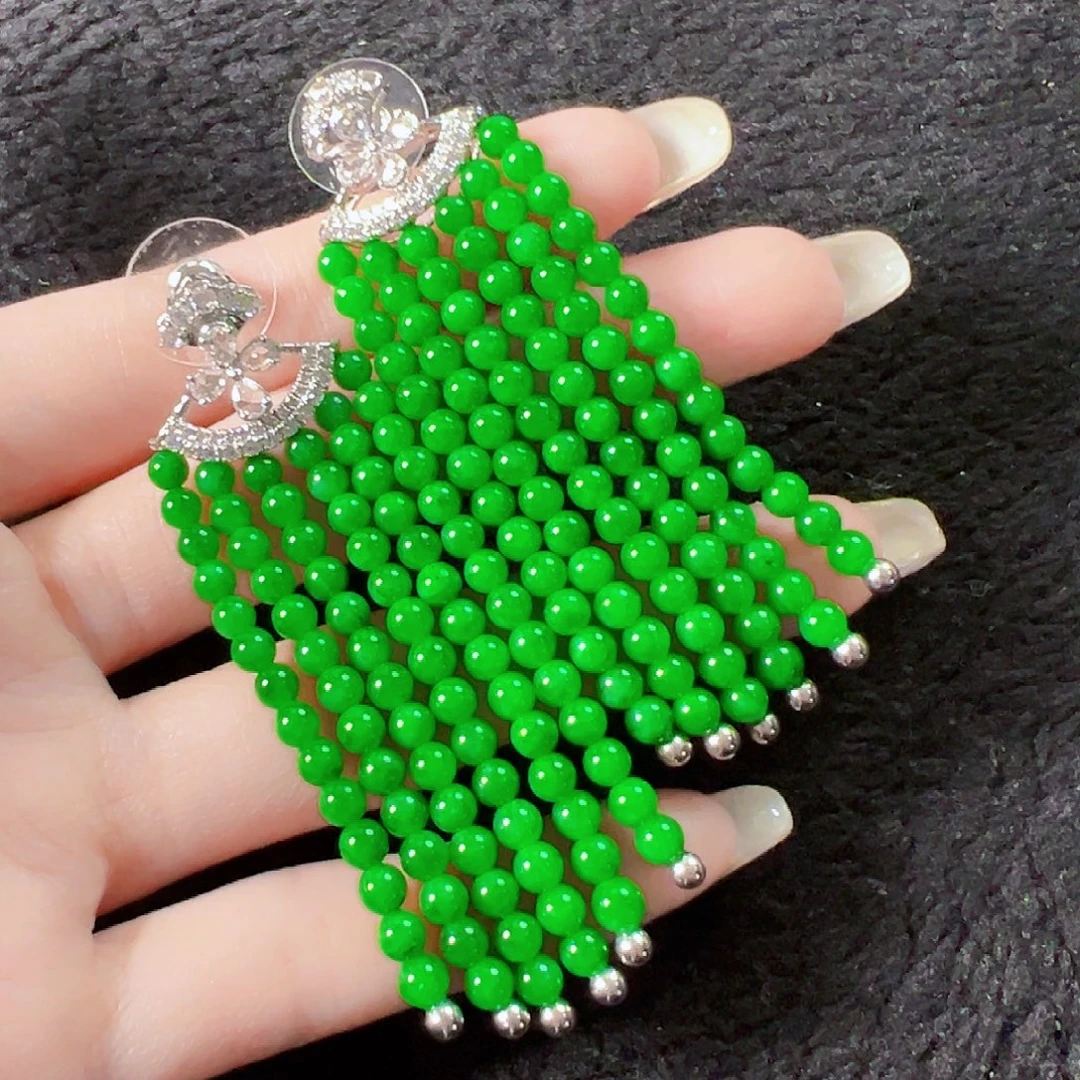 翡翠18K金镶嵌耳饰签收后24小时鉴赏期，过时不退