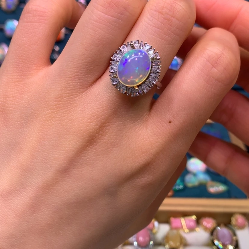 【闪购商品】欧泊戒指裸石定制不退不换银S925镶嵌