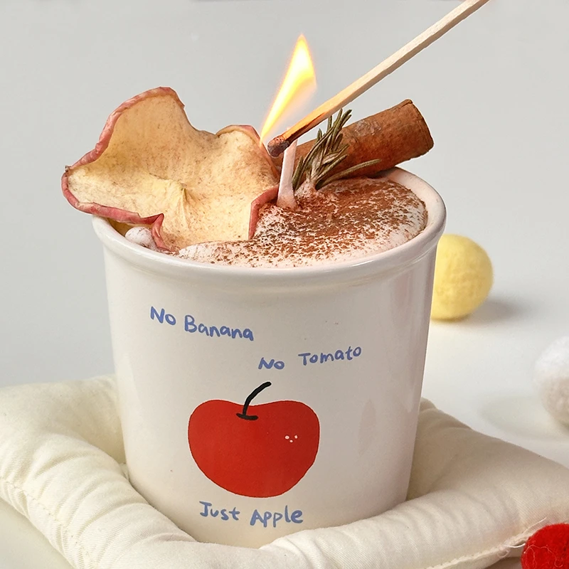 烤苹果拿铁咖啡香薰蜡烛熏香家用陶瓷卧室氛围感高级感女生礼物