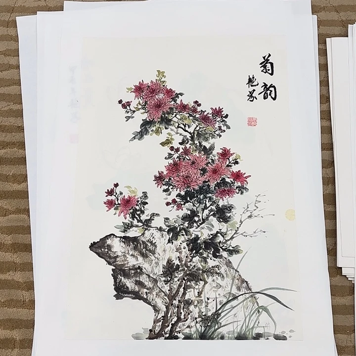 国画花鸟的翅膀是由三开