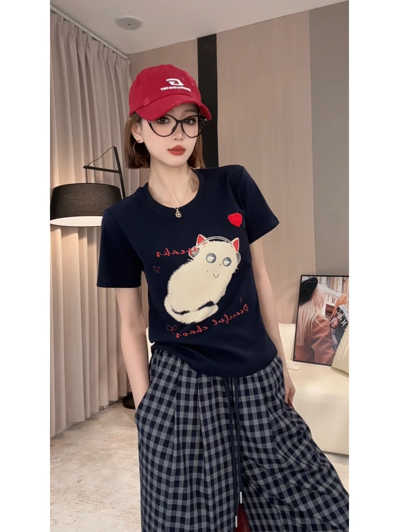 zz · 夏季新款ins趣味双面印花t恤女百搭透气减龄正肩t恤女118