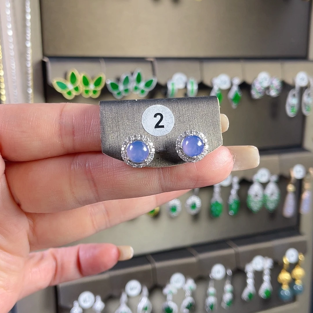 翡翠银S925镶嵌耳饰翡翠A货