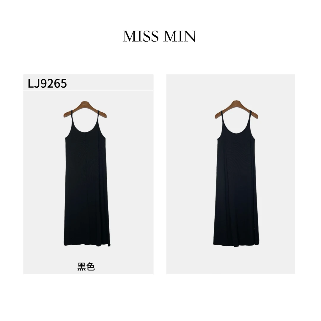 LJ9265吊带连衣裙新款小众高级感女装长裙性感气质小黑裙MISS MIN
