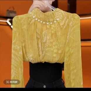 爆款2025春秋季新款立领钉珠长袖衬衫女宽松百搭上衣