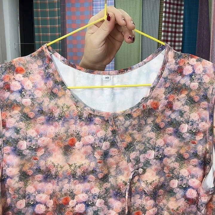 棉莫代尔纤维灰玫瑰睡裙大号135到160