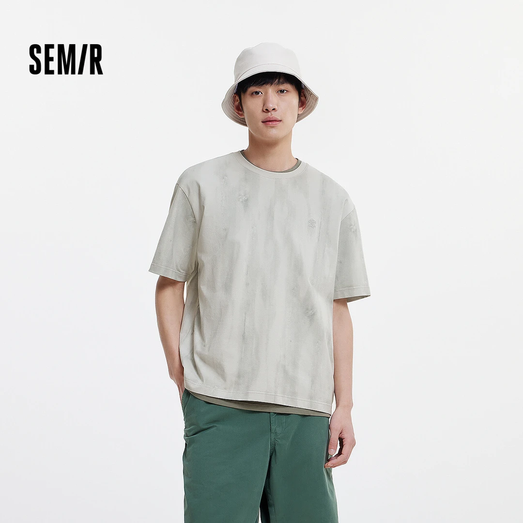 森马短袖T恤男国风水墨晕染印花2025夏季新款针织男款五一出行