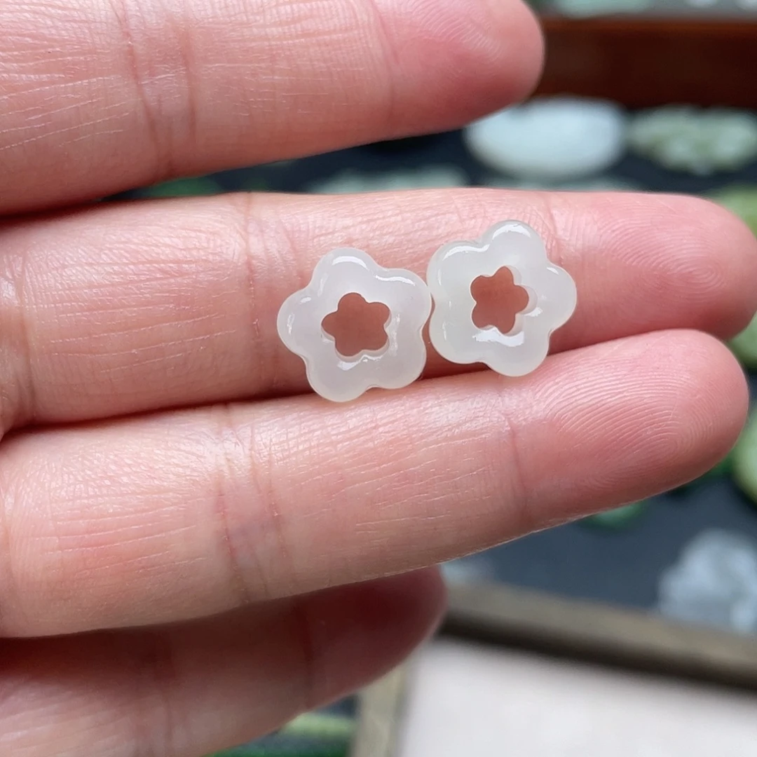 和田玉未镶嵌颈饰白冰小星星一对小配饰