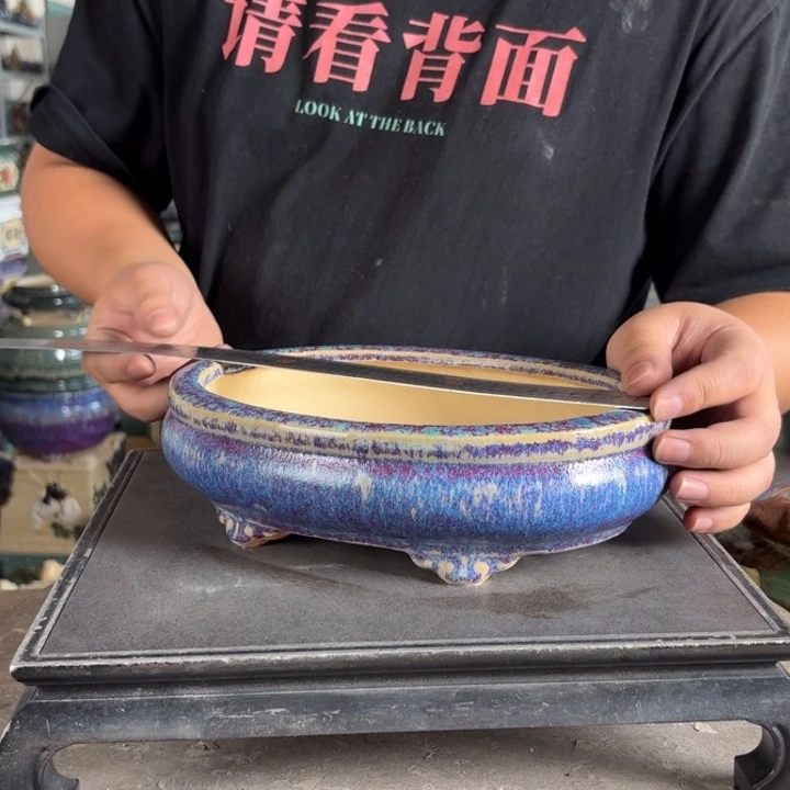 。一风堂石湾花盆 打磨痕迹 内21*14*5