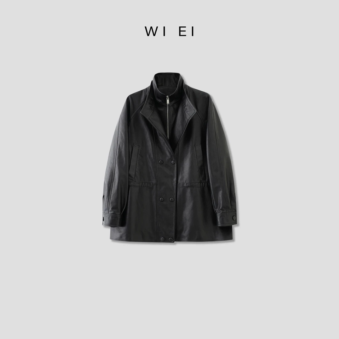 《WI EI》西班牙進口油蜡皮 荃羊皮 双领立领 皮衣外套 5X1018