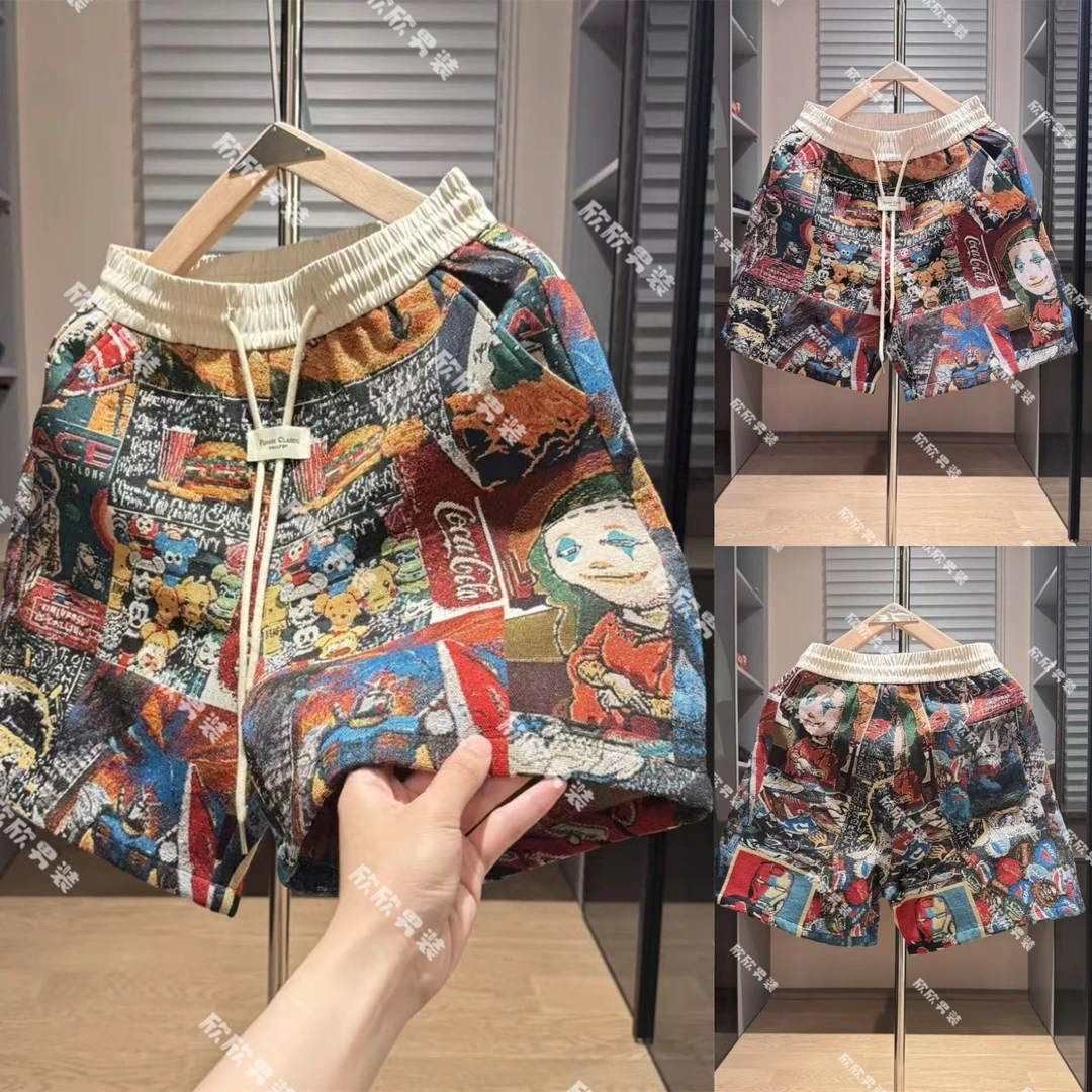 潮牌提花色织时尚透气宽松休闲男士短裤