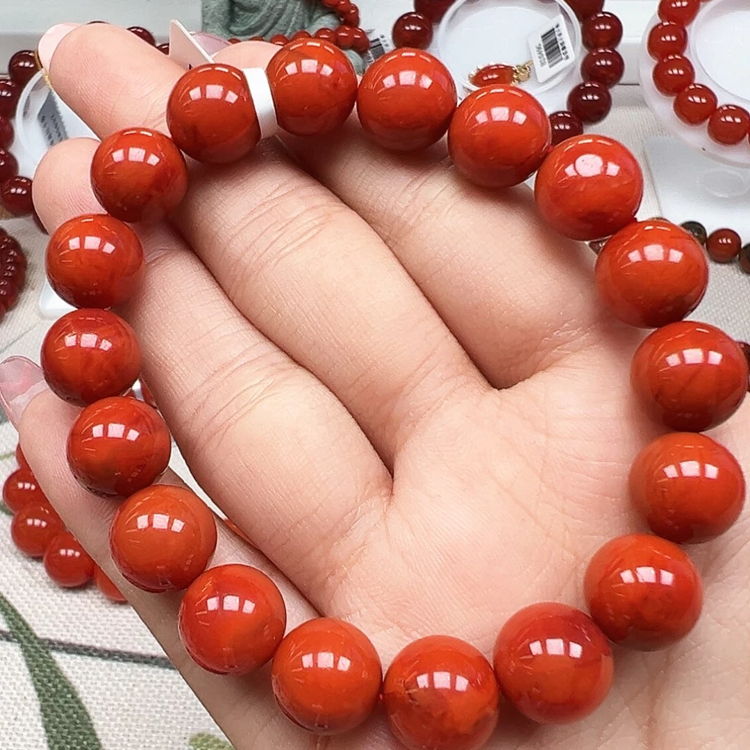 南红玛瑙未镶嵌手串瓦西火焰纹手串卡10mm+