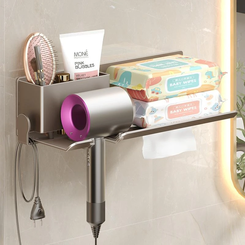 风机置物架免打孔化妆室吹风机挂架浴室壁挂式吹风机支架收纳神器