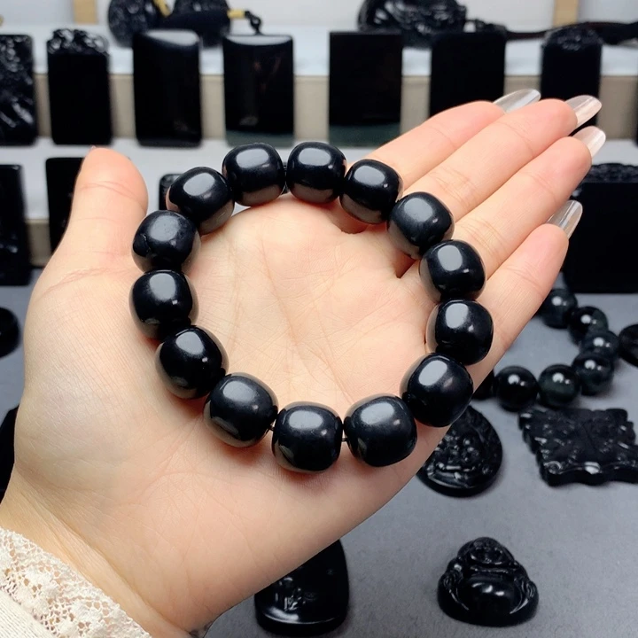 和田玉（墨玉）手串未镶嵌特价16mm