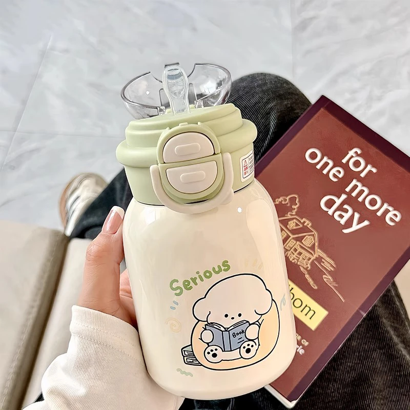 女生可爱保温杯学生专用便携316不锈钢食品级双饮吸管随手杯水壶