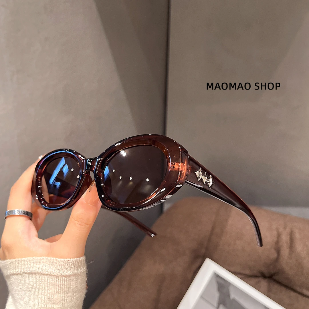 2025秋季新款街头潮流椭圆形墨镜男款大框猫眼气质太阳镜女高级感