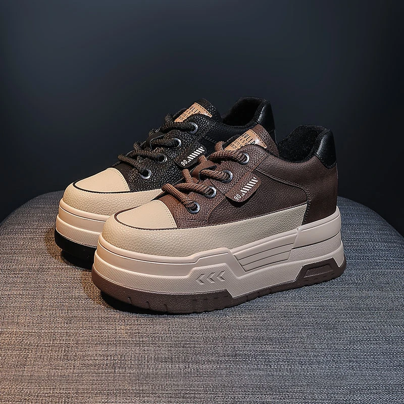 2025冬季加绒新款内增高8CM时尚百搭鞋松糕复古休闲鞋女TW311105