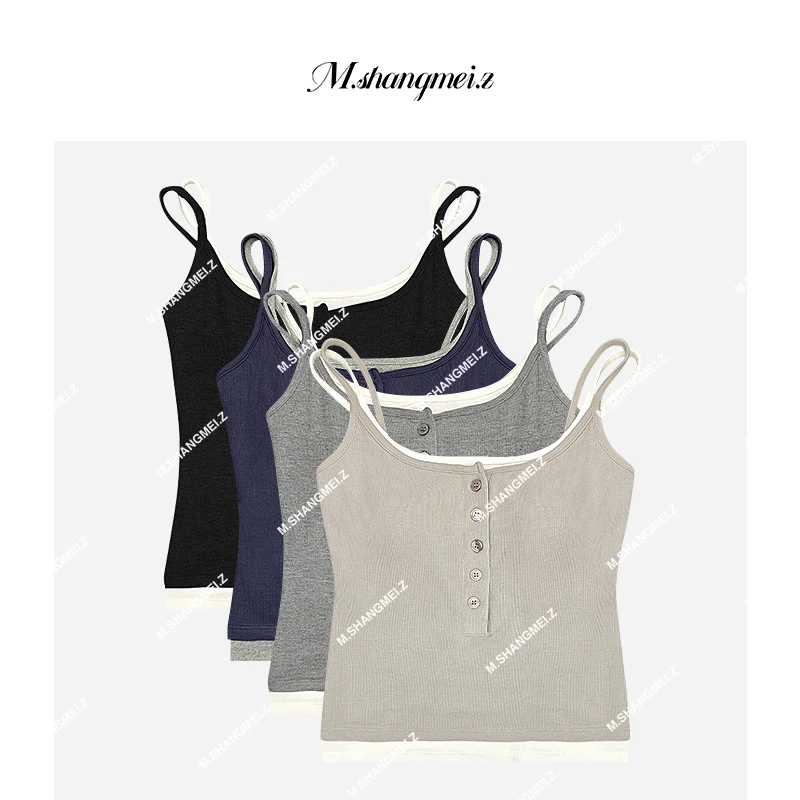 M.SHANGMEI.Z/沐熙【刚需背心】美大哥假两件网红休闲装背心X032244