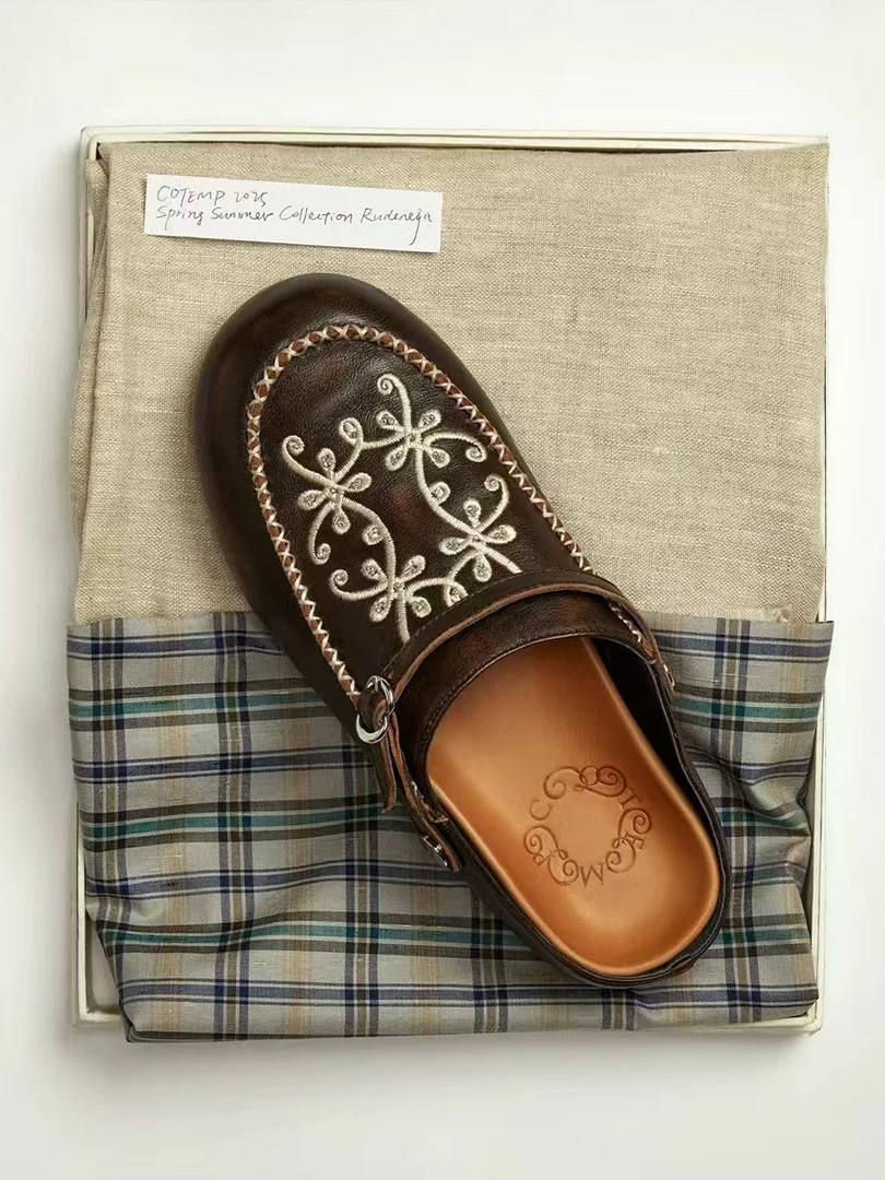 cotemp Rudeneja 25新款刺绣勃肯鞋绑带拖鞋刺绣顶珠低帮休闲鞋女