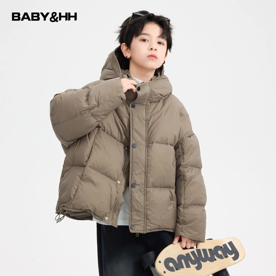 男童冬季90白鸭绒短款面包羽绒服2025新款儿童装防寒防水连帽外套