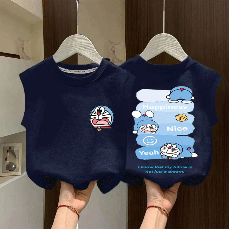 纯棉夏季童装儿童男童背心新款上衣短袖T恤无袖夏装宝宝坎肩外穿t