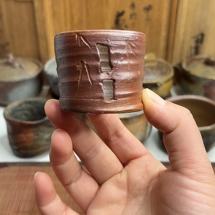 备前烧，正宗土人盖置，