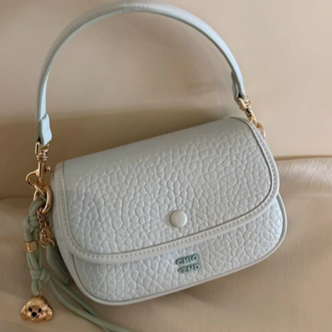 海盐奶霜小方包包女2025超火荔枝纹手提包单肩斜挎包