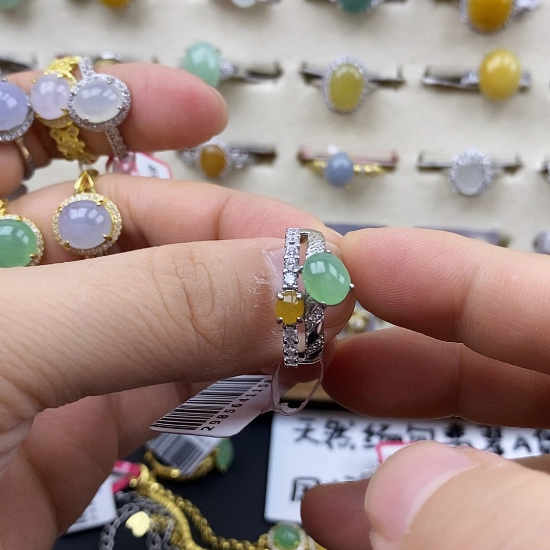 翡翠银S925镶嵌戒指