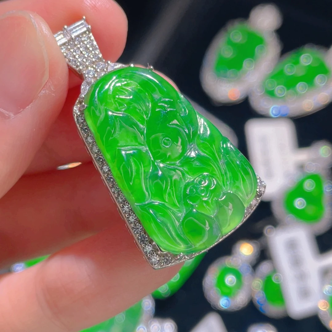 翡翠吊坠(不含链)银S925镶嵌