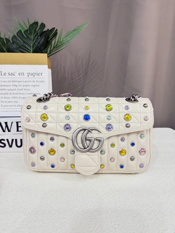 99新 GUCCI/古驰 古驰新款马蒙26彩钻款单肩斜挎包