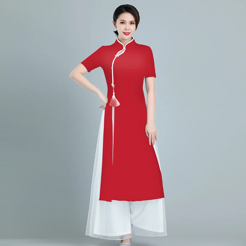春夏显瘦旗袍气质夏季修身中国风走秀时尚复古L5106-2套装