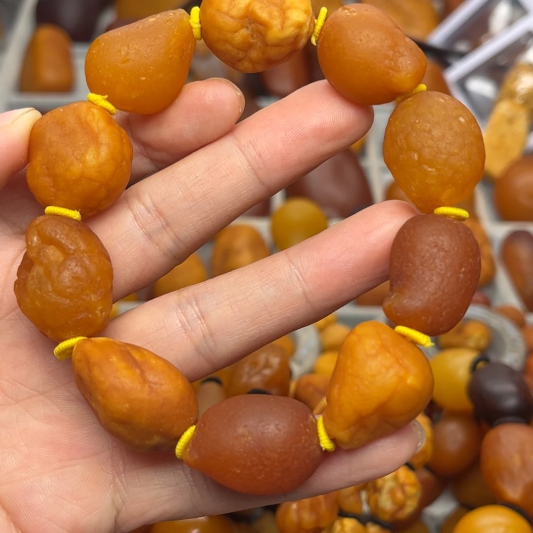 琥珀裸石未镶嵌天然蜜蜡手串