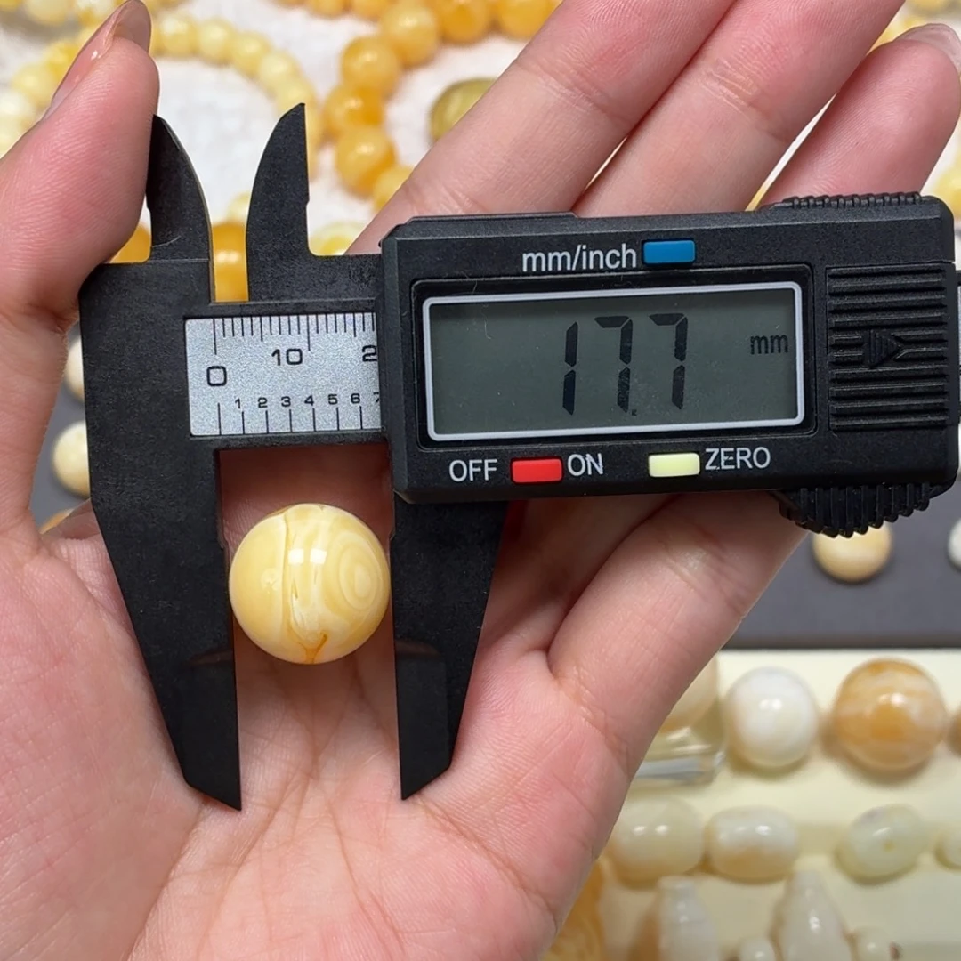 琥珀未镶嵌颈饰焦皮奶橘双瞳单珠17mm