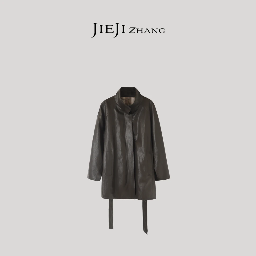 【JIEJI ZHANG】高级定制春秋时尚百搭皮质腰带风衣351601