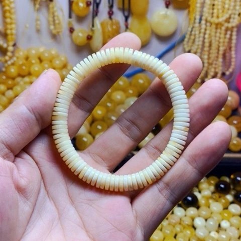 未镶嵌蜜蜡裸石天然蜜蜡白蜡8加隔片手串