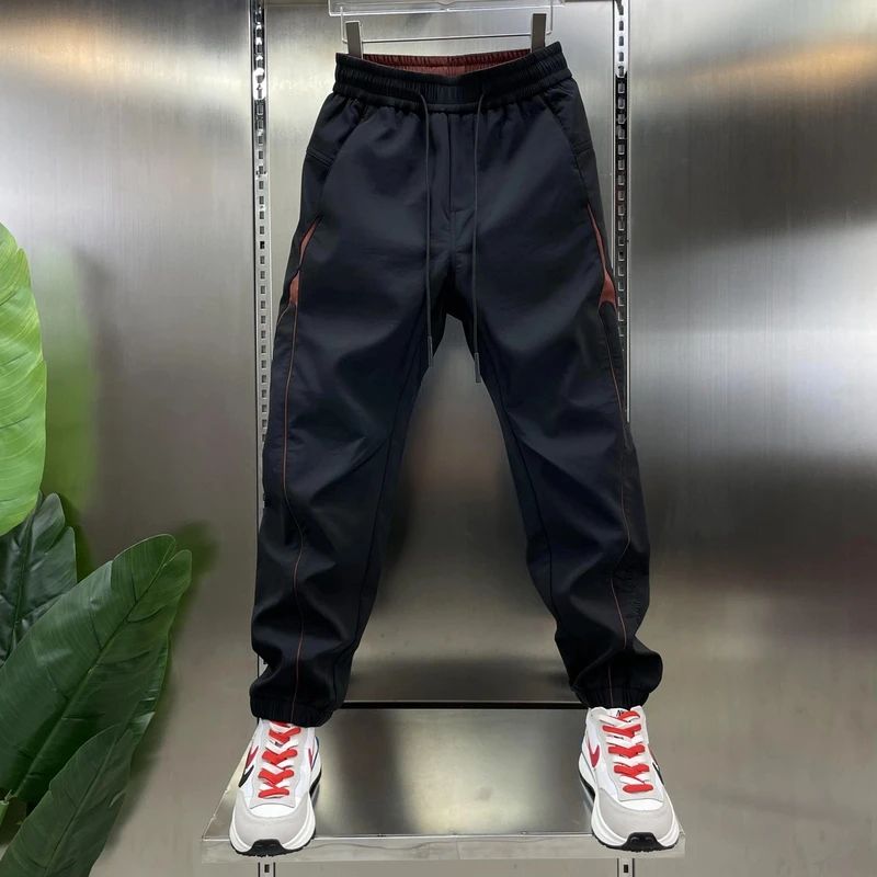 【严选】2025春季新款弹力松紧腰休闲裤男款束脚裤修身宽松运动防风