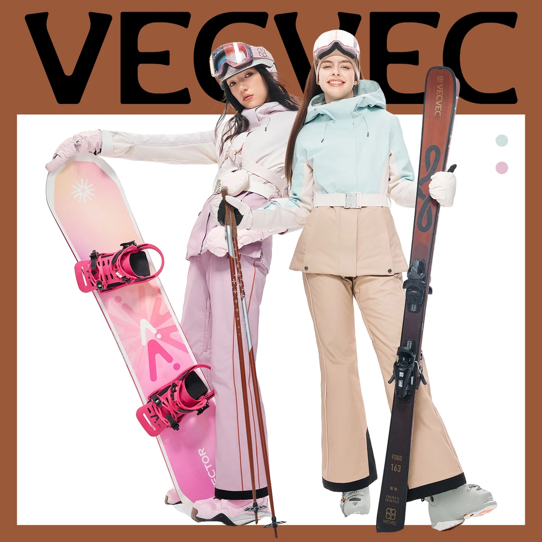 VECVEC滑雪服套装防风防水单双板保暖夹棉女3L耐磨户外修身雪地服