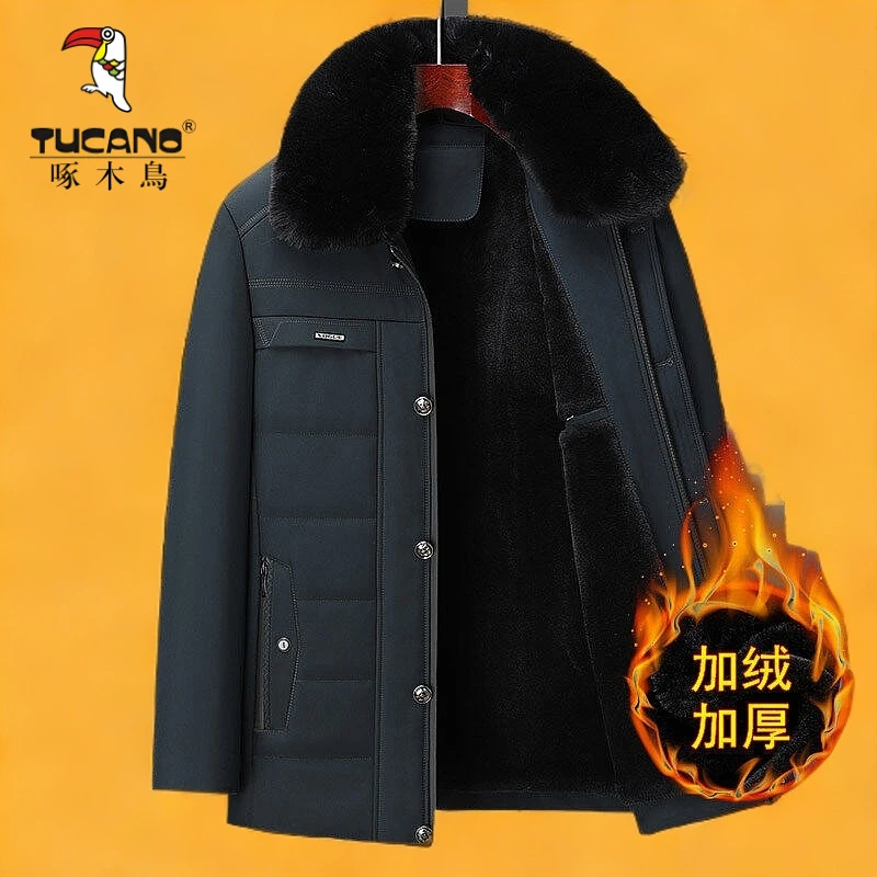 啄木鸟老人棉袄6070岁爷爷冬天棉衣男老年人秋冬款加绒爸爸装外套