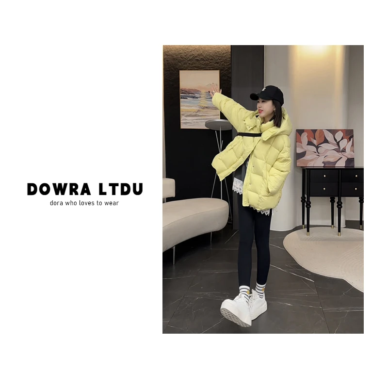 朵拉【暖调续集】2024年冬季新款纯色连帽百搭羽绒服女511-241228