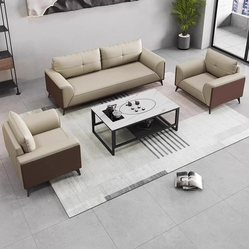 办公室沙发会客商务接待简约现代茶几组合套装休闲办公接待沙发