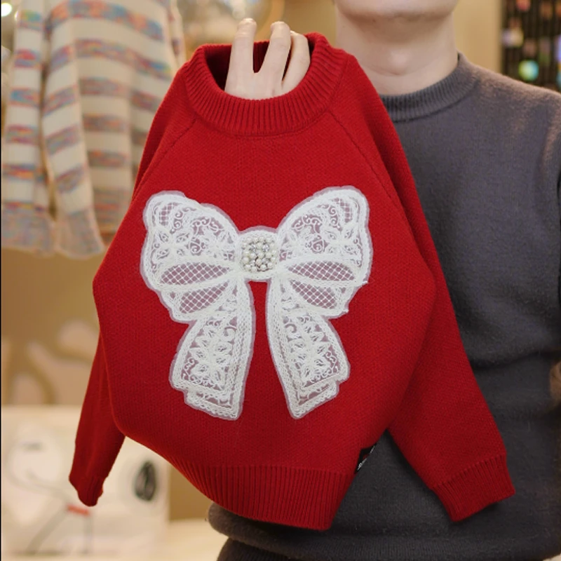 Snoopy/史努比女童毛衣圆领套头新款蘑菇时髦韩版加厚针织衫童装