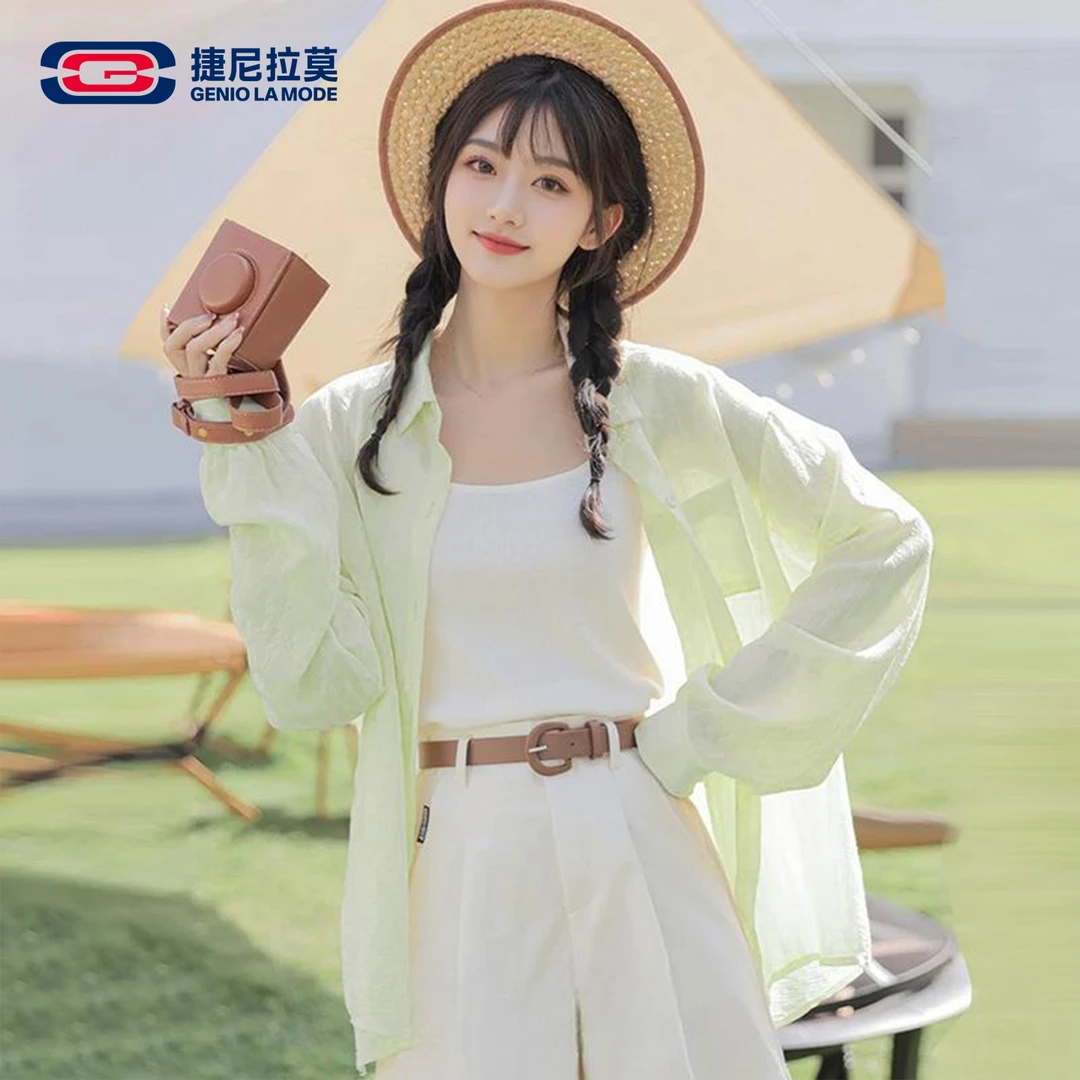 莱赛尔天丝防晒衬衫女生凉感防晒外搭夏季透气上衣薄纱开衫衬衣