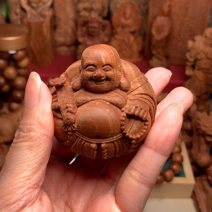 檀香木把件老山檀弥勒瑕疵