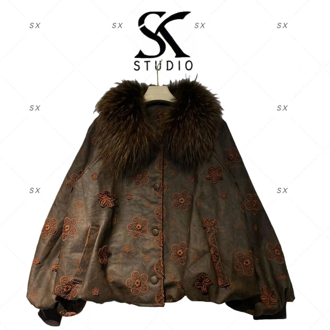 8600高奢女款时尚上衣（貉子毛领）SXZY-2505