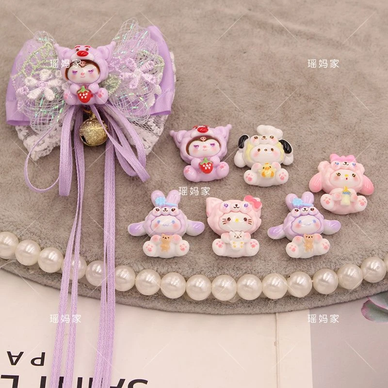 卡通帽子三丽鸥树脂贴片手工diy对夹发夹配件