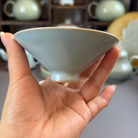 纯手工微瑕斗笠杯