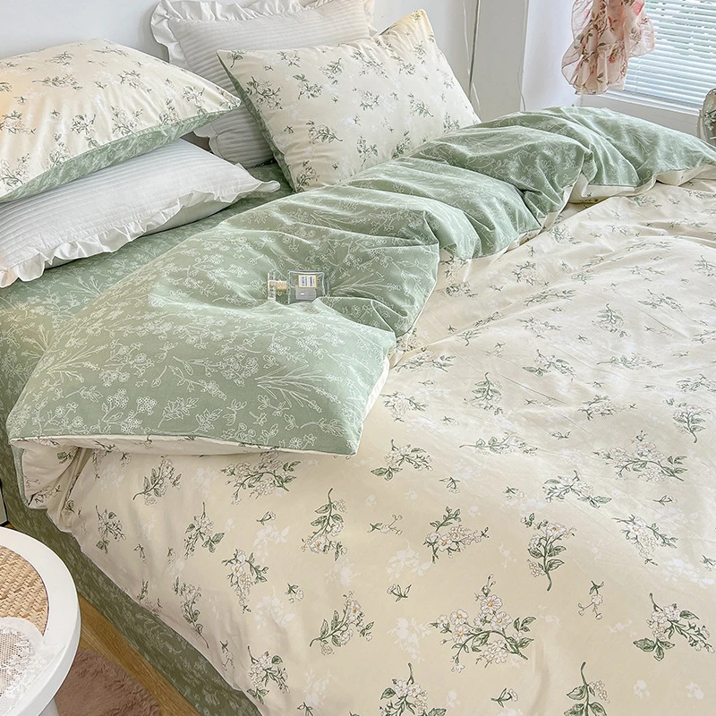 水星家纺适用碎花床上四件套小清新夏季被套床单三件套学生宿舍