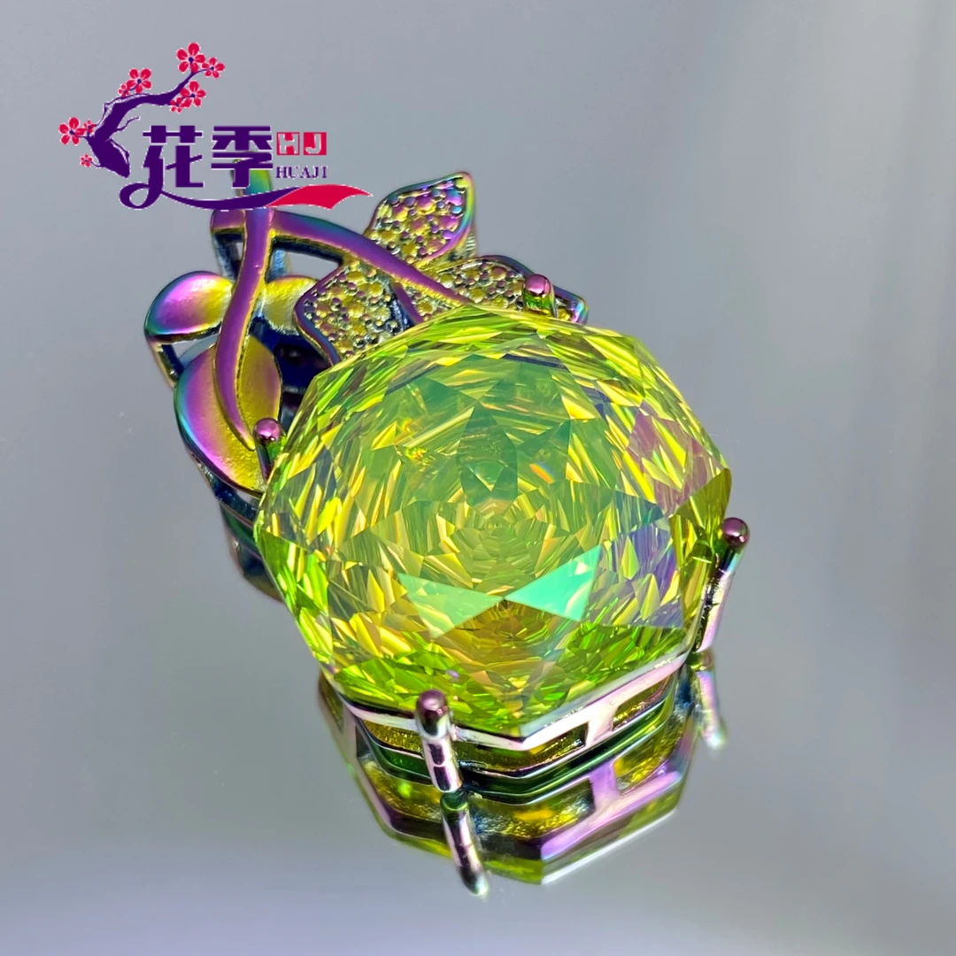 【花季】 原创双色玫瑰切强荧光吊坠XZ11
